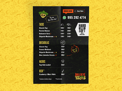 Menu Design for bullseye tacos.