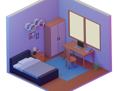 3D Isometric Bedroom