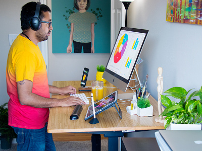 Home workspace apple pencil art designer desktop houston imac5k ipad pro paintings standdesk studio unsplash workplace