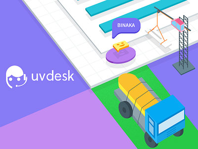 Redesigning UVdesk Frontend construction isometric redesign ticket truck uvdesk