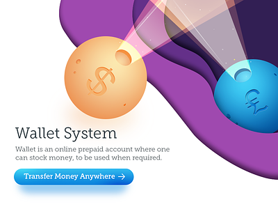 Wallet System - Transfer Money 3d feel color easy effect illustration money photoshop planet system transfer wallet webkul