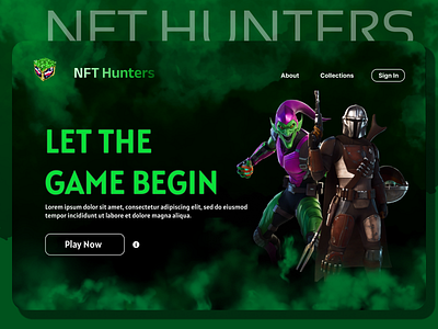 NFT Hunters - Landing Page for a Game Website