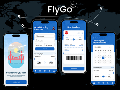 FlyGo - Flight Booking App graphic design ui