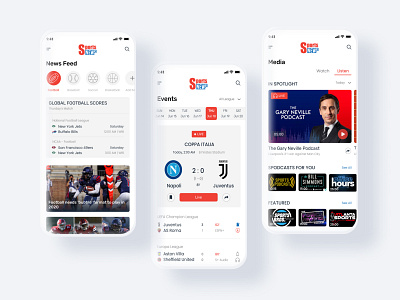 Sports News App app branding design flat minimal typography ui ux