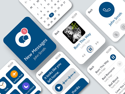Watch UI app blue clean ui design designs flat minimal pantone typography ui ux watch