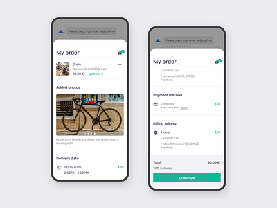 Checkout experience b2b bicycle chatbot checkout customer e service mobile order repair saas shopping bag ui ux