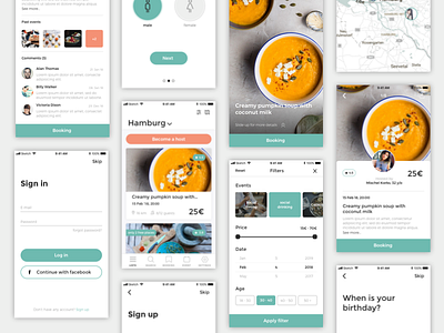 Chef App chef cooking ios mobile mockup screens ui ux