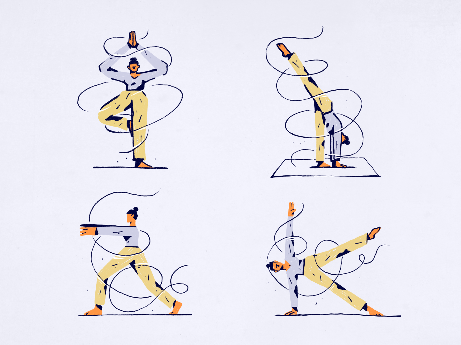 Illustrations for Sport at Home Web App character illustration yoga online sports zajno