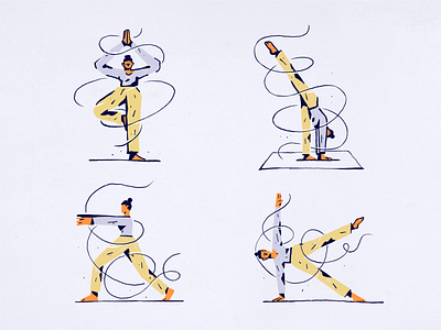 Illustrations for Sport at Home Web App character illustration online sports yoga zajno