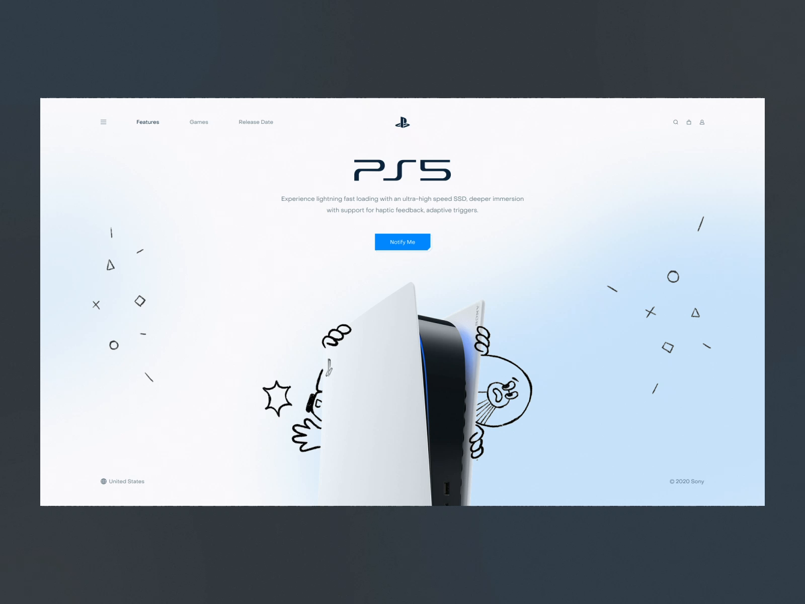 PlayStation 5 Promo Website doodle game playstation ps5 character illustration