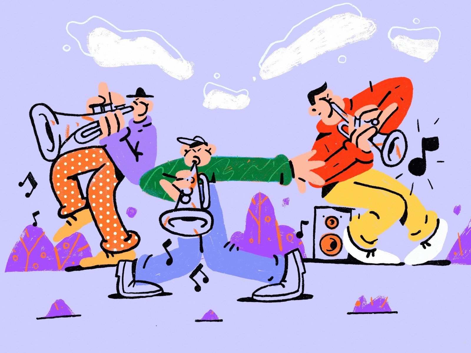 Trumpeters by Oleh Harlamov for Zajno on Dribbble