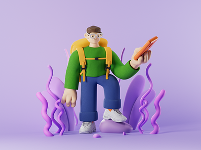 3D Hiker Illustration