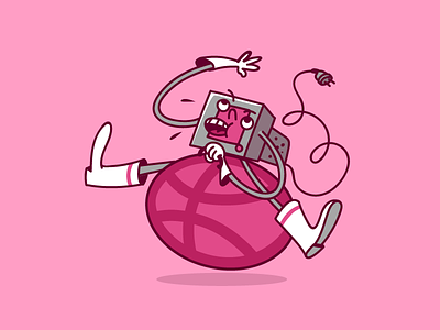 Hello Dribbble artwork ball character characterdesign computer illustration rodeo rubberboots screen