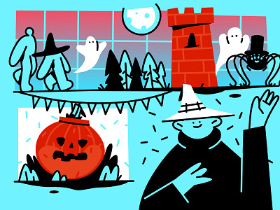 Spooky Halloween affinity designer art bright color cartoon character clean creepy design drawing flat fun ghost halloween illustration ipad pro magic minimal pumpkin spooky zajno