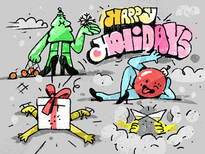 Holidays Are Coming character christmas design flat illustration zajno