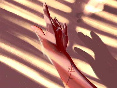 Light touch blinds contrast daylight fingers hand hands highlights illustration procreate shadows sunlight tattoos waterpen