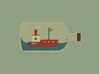 Boat Bottle boat bottle illustration retro ship