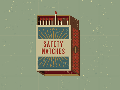 Safety Matches box colour grain illustration match matches retro safety texture