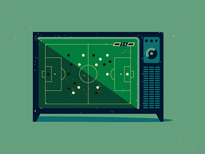 Watching the match colour football game illustration match retro television telly tv