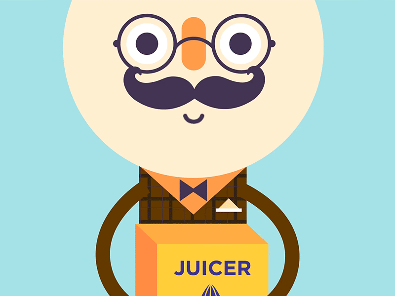Alfie & the juicer alfie black friday british character gif illustration juicer moustache