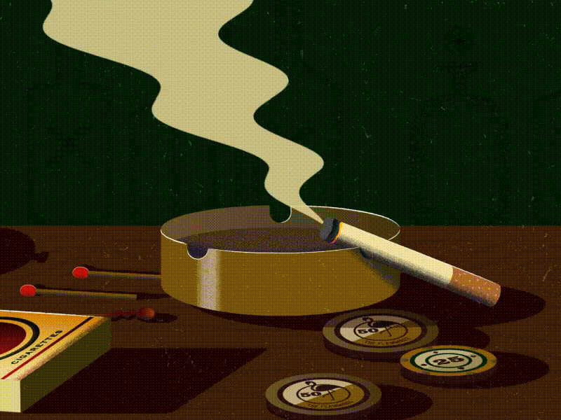 Thank you for Smoking bar chips cigarette gif illustration matchstick poker smoke smoking wood
