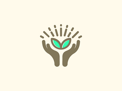 Take care of Mother Nature gold hands icon line minimal mother nature plants simple vector