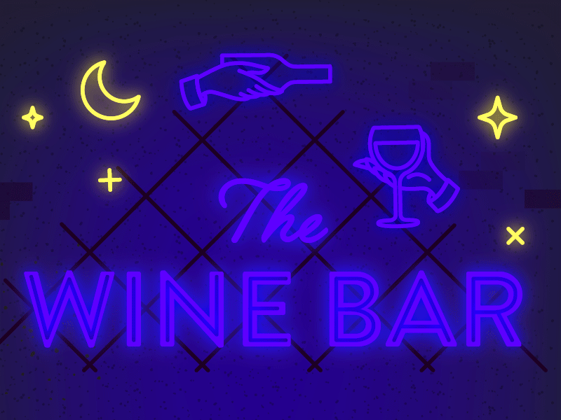 The Wine Bar animation bar gif neon lights stars type typography wine