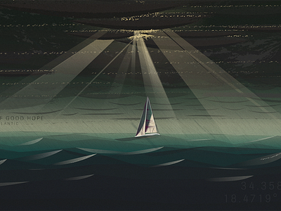 South Atlantic boat illustration light ocean south atlantic waves