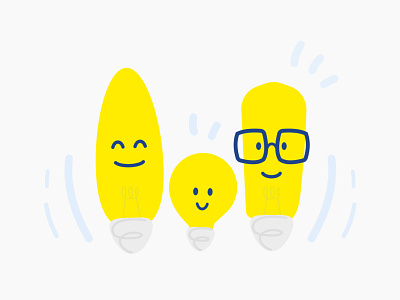 Brighter together happy family lightbulbs sketch