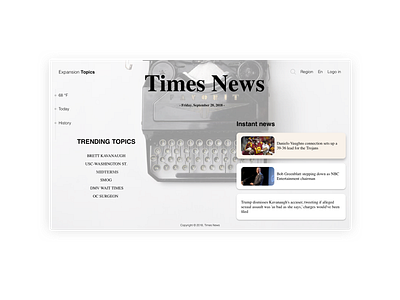 "Times News" - user landing interface design preview