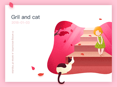 gril and cat illustration ui