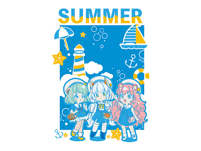 Summer animation design illustration