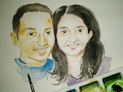 Watercolor Portrait illustration painting portrait