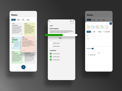 Notes app app checklist clean colors daily dashboard design form input list minimal mobile organisation overview radiobutton task tasks todo ui ux