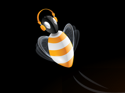 U-bee redesign bee black headphone identity illustration logo mascot music rubbik vector white yellow