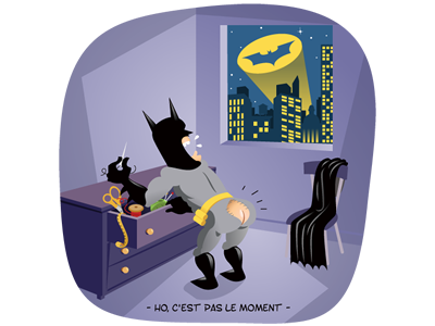 Batman en avant-première humour illustration rubbik