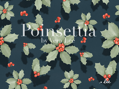 Poinsettia & red winter berries 3d advertising branding christmas decor design graphic design illustration interoir leaves logo new year pattern poinsettia ui