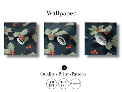 Wallpaper with poinsettia flowers christmas decor design illustration leaves logo new year pattern poinsettia домашний декор интерьер обои