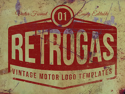 Retrogas Vintage Logos - Vector Templates america background branding garage grunge insignia logos petrol retro texture vintage