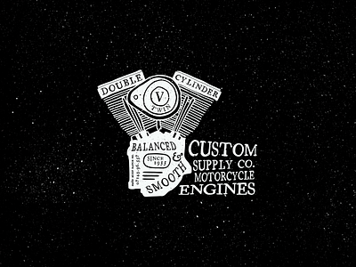 Custom Supply Co. branding grunge hand drawn illustrator lettering motorcycles retro texture vector vintage