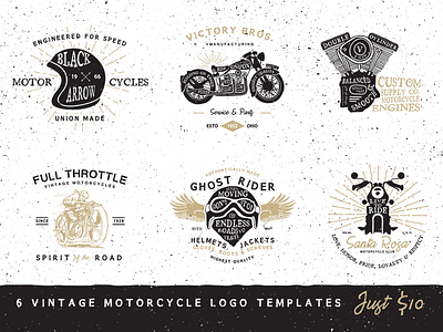 Vintage Motorcycle Logo Templates background branding grunge logo motorcycle retro texture vintage