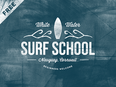 Freebie - Surf School Logo backgrounds badges branding grunge illustrator logos retro templates type typography vector vintage