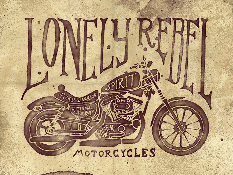 Lonely Rebel Motorcycles creative market vintage retro textures backgrounds overlays army grunge png vectors logos aged