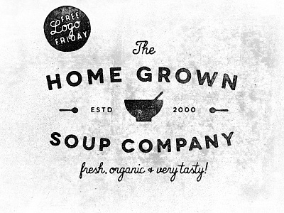 Freebie - Home Grown Soup Co. free freebie hand made illustrator logo photoshop retro template vintage