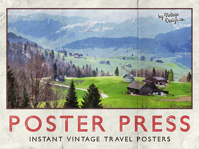 PosterPress - Vintage Travel Posters creative market grunge hand lettering illustration photography photoshop psd texture travel