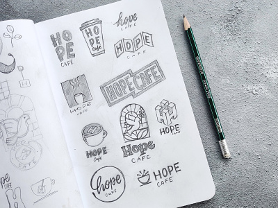 Hope Cafe cafe calligraphy design hand-lettering hope lettering logo sketch type typography