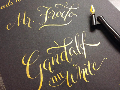 LOTR Gold brush calligraphy hand lettering ink lettering marker pen sharpie type typography