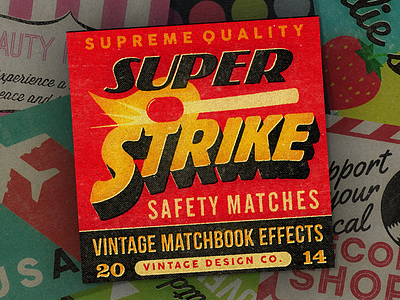 Super Strike creative market hand lettering matchbook matchbox photoshop psd texture textures