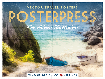 PosterPress for Illustrator buy creative market hand drawn illustration illustrator posters retro travel typography vintage