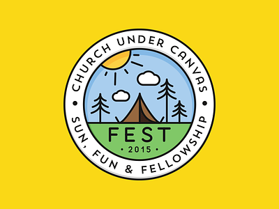 Fest 2015 Badge badge camping forest mono outdoor stroke tent typography